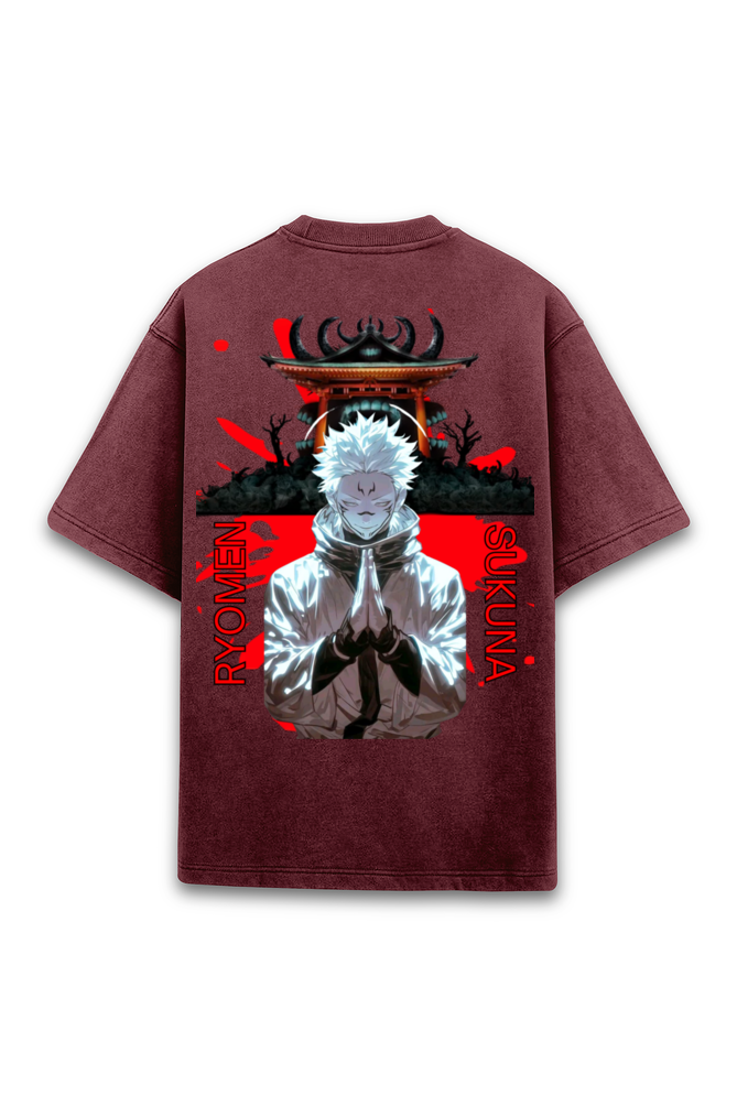 Ryomen Sukuna Oversized Acid Washed T-shirt