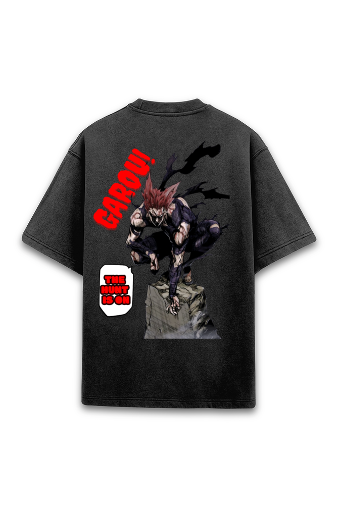 Garou 'The Hunt is On' - Acid Washed Oversized T-shirt