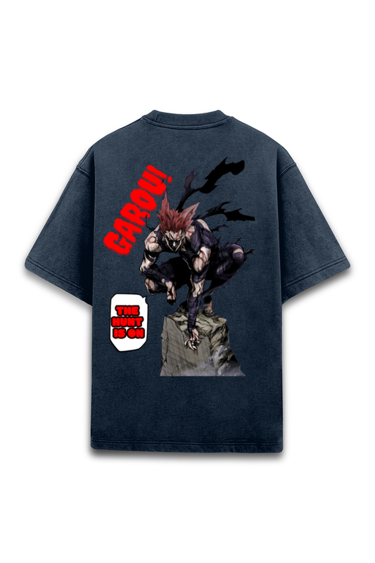 Garou 'The Hunt is On' - Acid Washed Oversized T-shirt